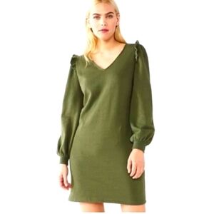 Nine West Olive Green Chic Women's Long   Sleeve Dress Size Large.
